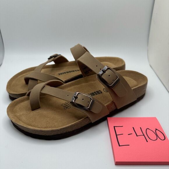 CUSHIONAIRE Women's Cork Footbed Sandal With +Comfort 6.5 TAUPE - Picture 3 of 7